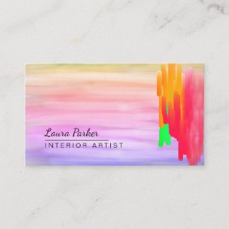 Paarse roze Waterverf Abstracte schilderde kunsten Visitekaartje