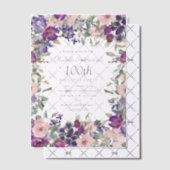 Paarse Roze Waterverf. Bloemen 100ste verjaardag Vellum Uitnodigingen (Offset (Uitnodiging))