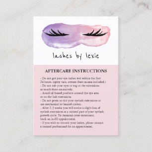 Paarse & Roze Waterverf Lash Artist Aftercare Visitekaartje