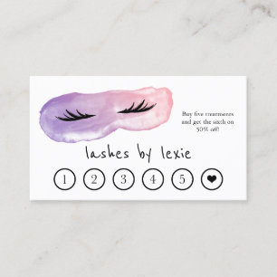 Paarse & Roze Waterverf Lash Artist Loyaliteit Visitekaartje