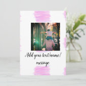 Paarse roze waterverf vader zoon papa afbeelding t kaart (Staand voorkant)