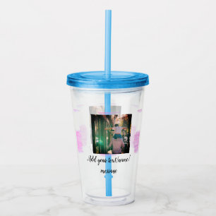 Paarse roze waterverf vader zoon vader afbeelding acryl drinkbeker