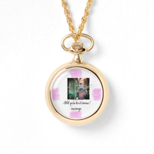 Paarse roze waterverf vader zoon vader afbeelding  horloge