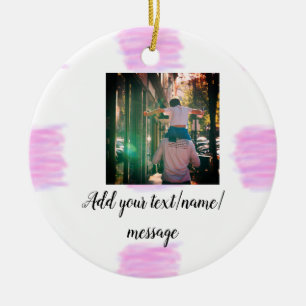 Paarse roze waterverf vader zoon vader afbeelding keramisch ornament