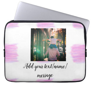 Paarse roze waterverf vader zoon vader afbeelding  laptop sleeve