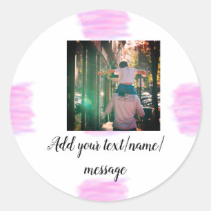 Paarse roze waterverf vader zoon vader afbeelding ronde sticker