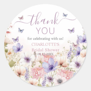 Paarse Roze Wilde Bloem Vlinders Liefde in Bloei Ronde Sticker