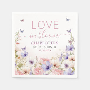 Paarse Roze Wilde Bloem Vlinders Liefde in Bloei Servet