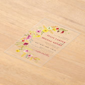 Paarse Roze Wilde Orchidee Bloemen Krans Bruiloft Acryl Uitnodigingen (Laagn)