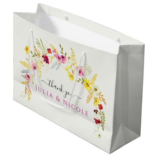 Paarse Roze Wilde Orchidee Bloemen Krans Bruiloft Groot Cadeauzakje (Voorkant Gekanteld)