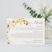 Paarse Roze Wilde Orchidee Bloemen Krans Bruiloft Informatiekaartje (Staand voorkant)