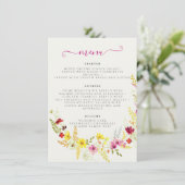 Paarse Roze Wilde Orchidee Bloemen Krans Bruiloft Menu (Staand voorkant)