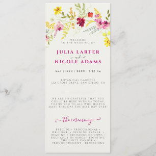 Paarse Roze Wilde Orchidee Bloemen Krans Bruiloft Programma