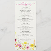 Paarse Roze Wilde Orchidee Bloemen Krans Bruiloft Programma (Achterkant)