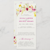 Paarse Roze Wilde Orchidee Bloemen Krans Bruiloft Programma (Voorkant / Achterkant)