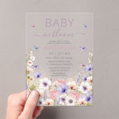 Paarse Roze Wildflower Vlinders Baby in Bloom Acryl Uitnodigingen (Insitu (Draagbaar))