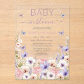 Paarse Roze Wildflower Vlinders Baby in Bloom Acryl Uitnodigingen (Voorkant)