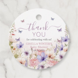 Paarse Roze Wildflower Vlinders Baby in Bloom Bedankjes Labels