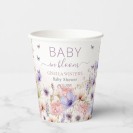 Paarse Roze Wildflower Vlinders Baby in Bloom Papieren Bekers