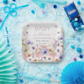 Paarse Roze Wildflower Vlinders Baby in Bloom Papieren Bordje (Feest)