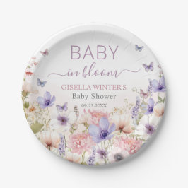 Paarse Roze Wildflower Vlinders Baby in Bloom Papieren Bordje