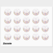 Paarse Roze Wildflower Vlinders Liefde in Bloei Ronde Sticker (Vel)
