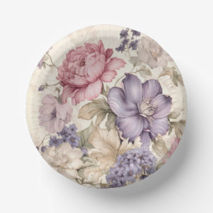 Paarse Roze Witte Bloem Papier Kom