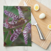 Paarse roze, witte, gestreept orchidee als bloem theedoek (Quarter Fold)