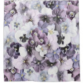 Paarse roze witte pansieën  tekening douchegordijn (Voorkant)