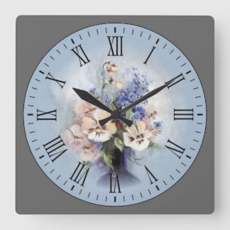 Paarse-roze-Witte Vloeren Roman Numeriek Vierkante Klok
