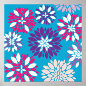 Paarse roze witte vloerkunst met Blauwgroen blauw Poster (Voorkant)