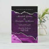 Paarse roze zilver Glitter Agate Geode Wedding Kaart (Staand voorkant)