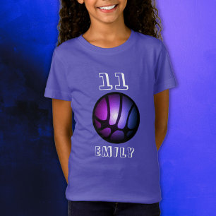 Paarse Roze Zwart Metallic Basketbal T-Shir T-shirt