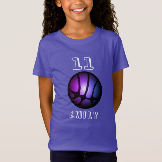 Paarse Roze Zwart Metallic Basketbal T-Shir T-shirt (Voorkant)