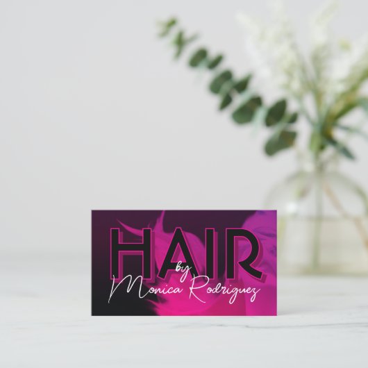 Paarse roze zwarte haren visitekaartje (Staand voorkant)