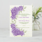 paarse rozen aangepaste bruiloft uitnodiging (Staand voorkant)