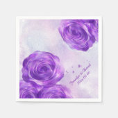 Paarse Rozen Aangepaste Papieren servetten (Voorkant)