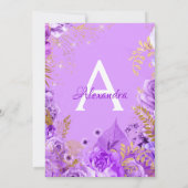 Paarse Rozen Baby shower monogram Kaart (Achterkant)