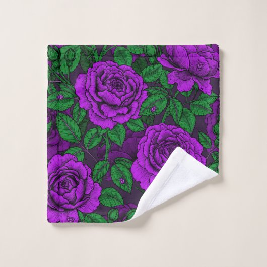 Paarse rozen bad handdoek (Wasdoekje)