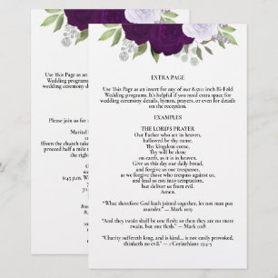 Paarse Rozen Bi-Fold Huwelijksprogramma Extra Pagi