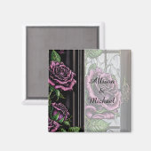 Paarse rozen bij het raam - gotische stijl magneet (Voorkant / Achterkant)