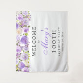 Paarse Rozen Bloemstuk 100ste Verjaardagsfeestje Wandkleed (Voorkant)