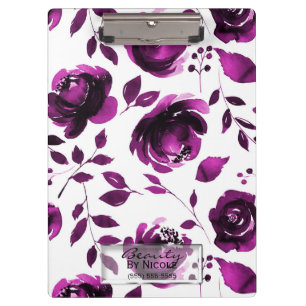Paarse Rozen Botanische Glam Floral gepersonalisee Klembord