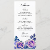 Paarse rozen bruiloft dinermenu Floral menu party (Voorkant)
