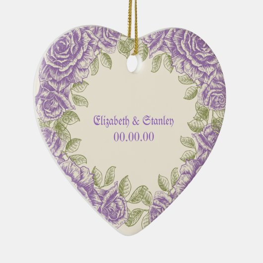  paarse rozen bruiloft keramisch ornament (Rechts)