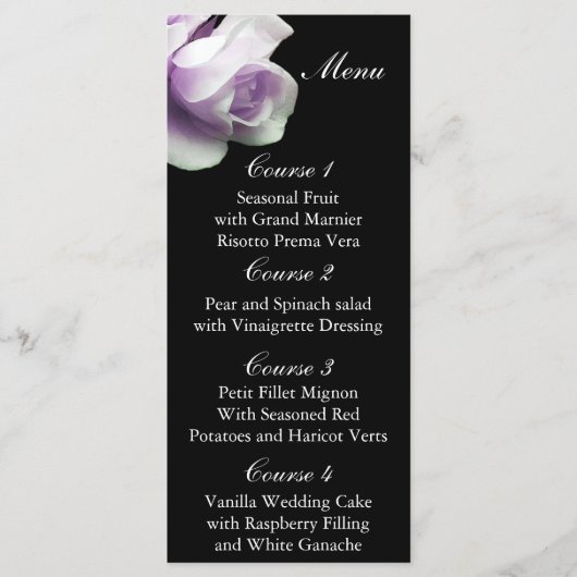 paarse rozen bruiloft menu (Voorkant)