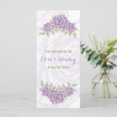  paarse rozen bruiloft programma (Staand voorkant)