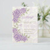 Paarse rozen bruiloft RSVP antwoordkaart (Staand voorkant)