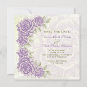  paarse rozen bruiloft Save the Date (Voorkant)