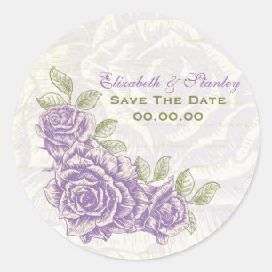  paarse rozen bruiloft Save the Date sticker